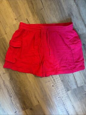 Hot Pink Linen Cargo Shorts